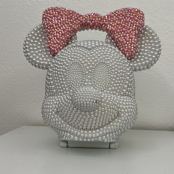 Like NEW White & Pink Bedazzled Minnie Head Bag - Picture 5 of 12